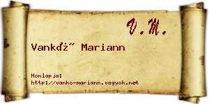 Vankó Mariann névjegykártya
