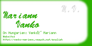 mariann vanko business card
